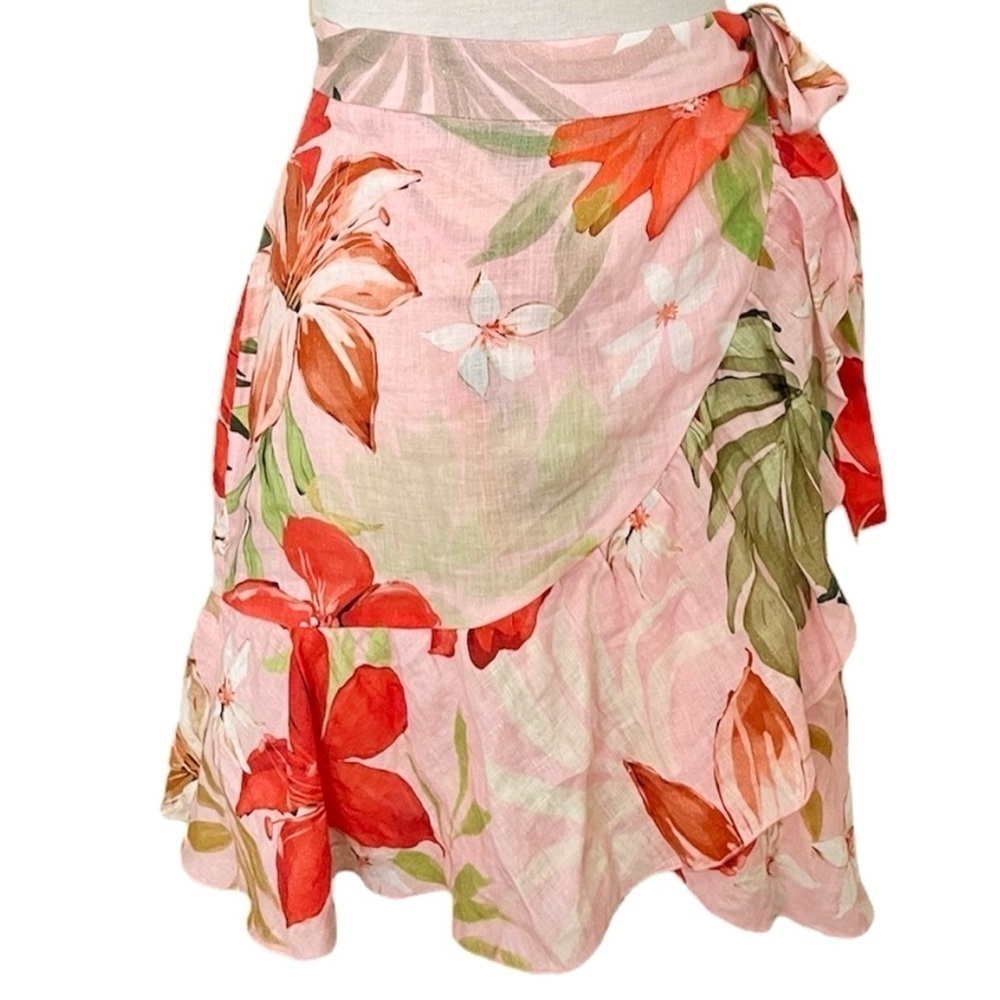 Zara Hawaiian Floral Print Wrap Skirt XS